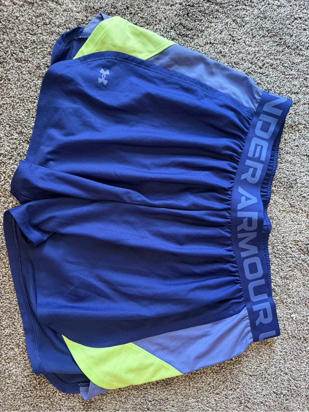 Under Armour Men’s Royal Blue Athletic Shorts with Lime Accents